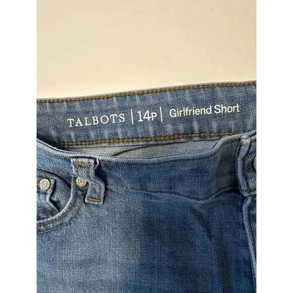 Talbots Denim Girlfriend Shorts Women’s Size 14P Medium Wash Cuffed 7” Inseam - Picture 5 of 7